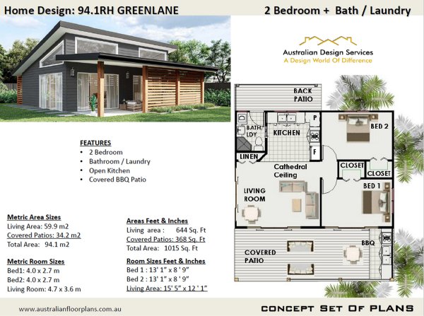 2 Bedroom Home Plan:117.8LH Beach Haven